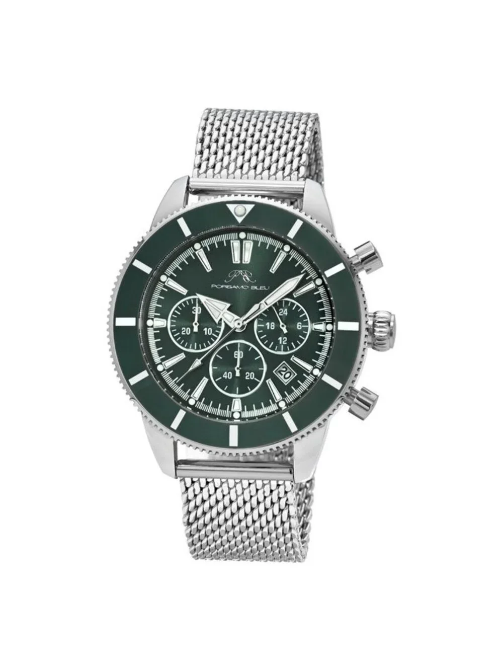 NWT Porsamo Bleu Brandon Chronograph Quartz Green Dial Men's Watch